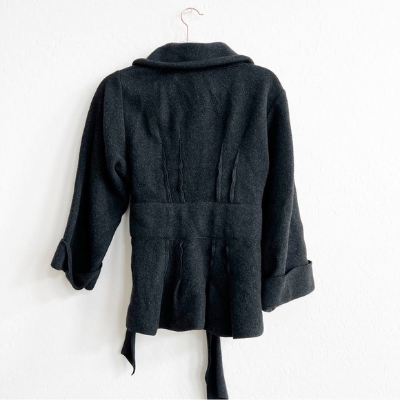 Theory Women’s Sheena Belted Jacket Wide Collar Wool Blend Buttons Gray Medium - Picture 5 of 7